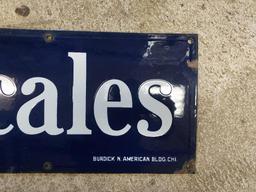 Metal and Enamel Painted "Fairbanks Scales" Sign