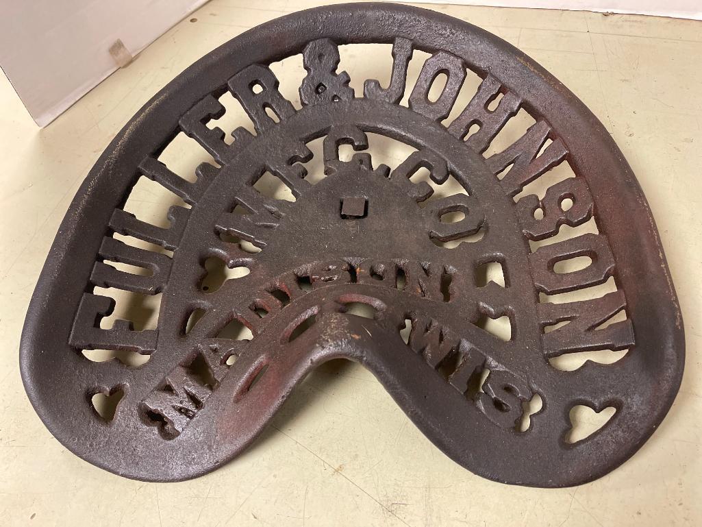 Antique Fuller & Johnson Cast Iron Tractor Seat