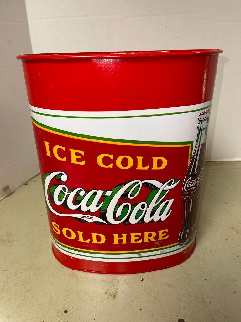 Coca Cola Tin Trash Can