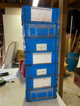 Seven Plastic Delphi Parts Bins