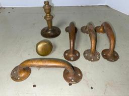 Group of Vintage Brass Drawer Handles and Door Knob