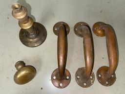 Group of Vintage Brass Drawer Handles and Door Knob