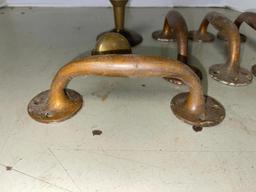 Group of Vintage Brass Drawer Handles and Door Knob