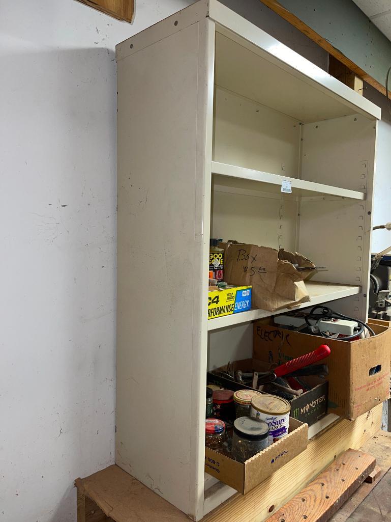 Metal Shelving Unit and Contents (Front Garage Wall)