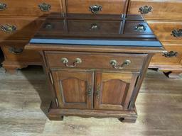 Vintage Wooden Pennsylvania House Night Stand with Glass Top