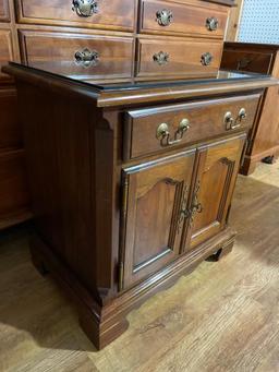 Vintage Wooden Pennsylvania House Night Stand with Glass Top