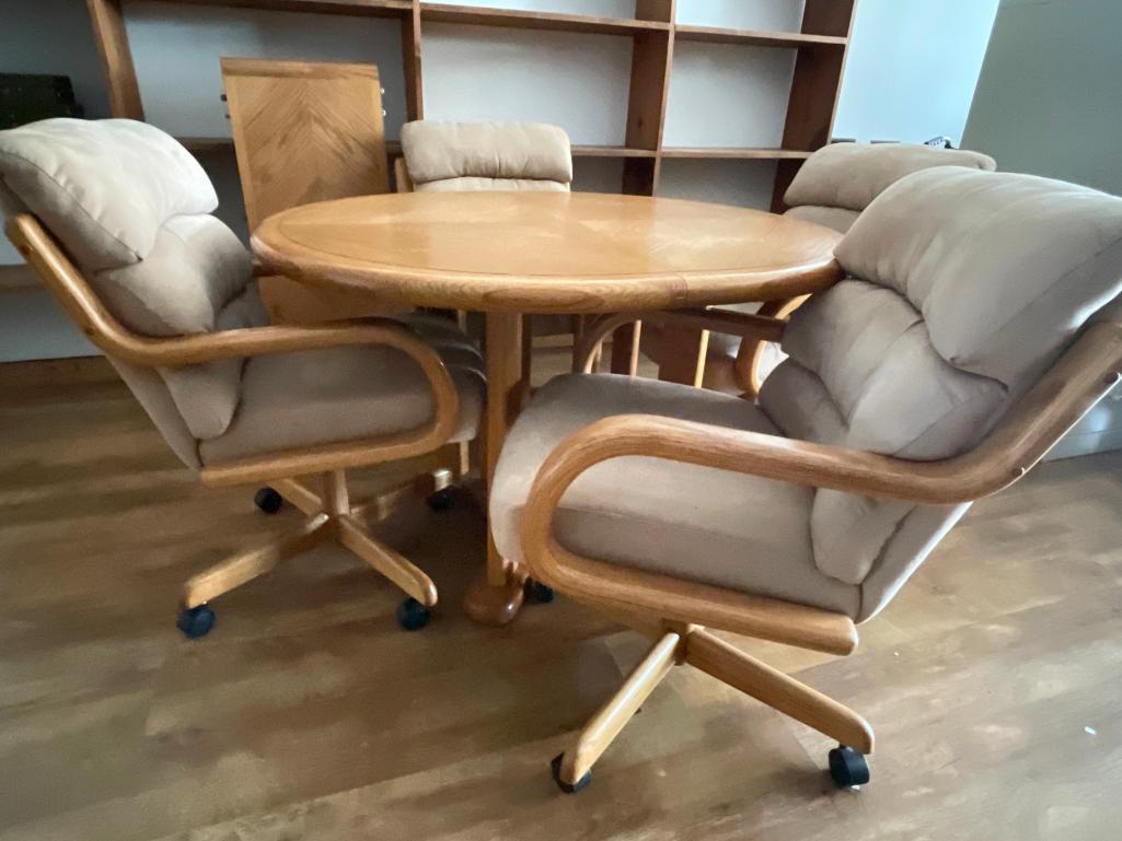 Round Wooden Table with 4 Chairs