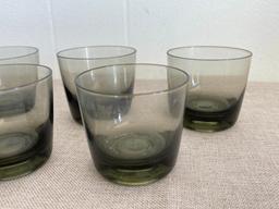 Set of 5 Vintage Smoky Glass Juice Glasses