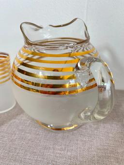 Vintage Small Pitcher and Set of 5 Glasses