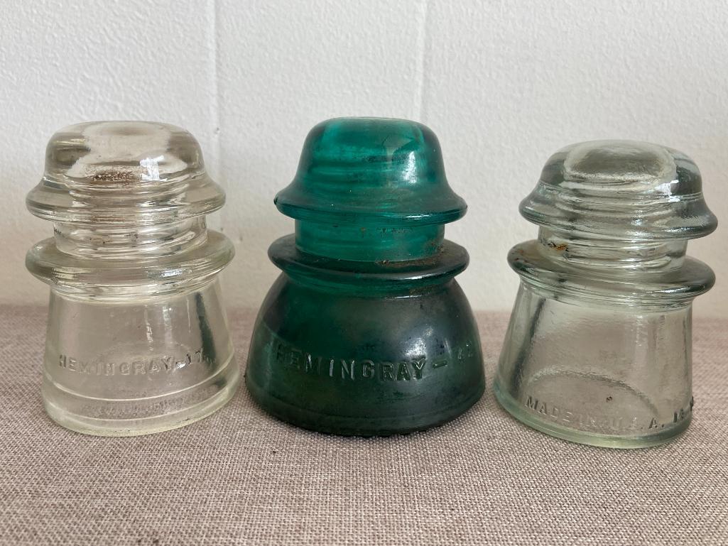 Group of 3 Vintage Glass Insulators