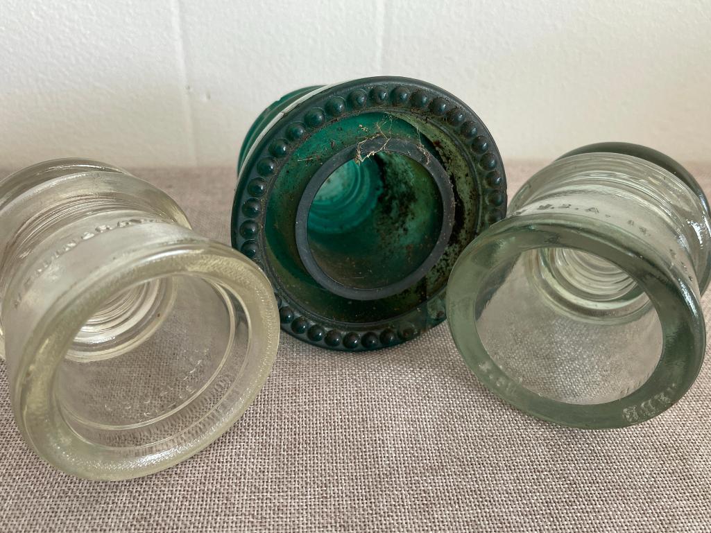 Group of 3 Vintage Glass Insulators