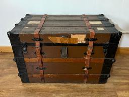 Vintage Flat Top Steamer Trunk