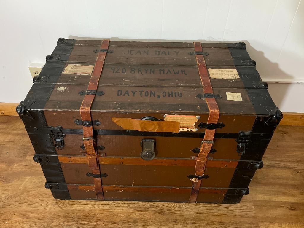 Vintage Flat Top Steamer Trunk