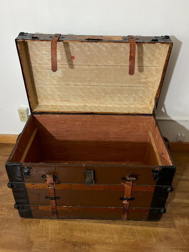 Vintage Flat Top Steamer Trunk