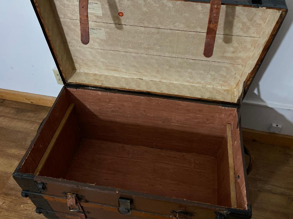 Vintage Flat Top Steamer Trunk