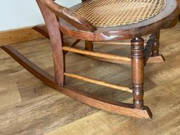 Vintage Cane Bottom Rocking Chair