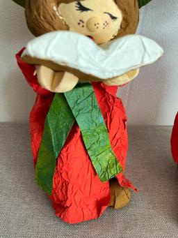 Pair of Vintage Paper Mache Christmas Carolers