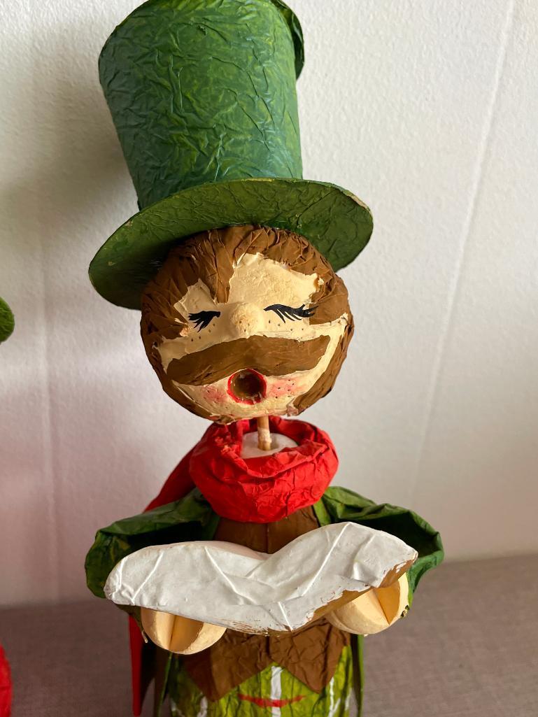 Pair of Vintage Paper Mache Christmas Carolers