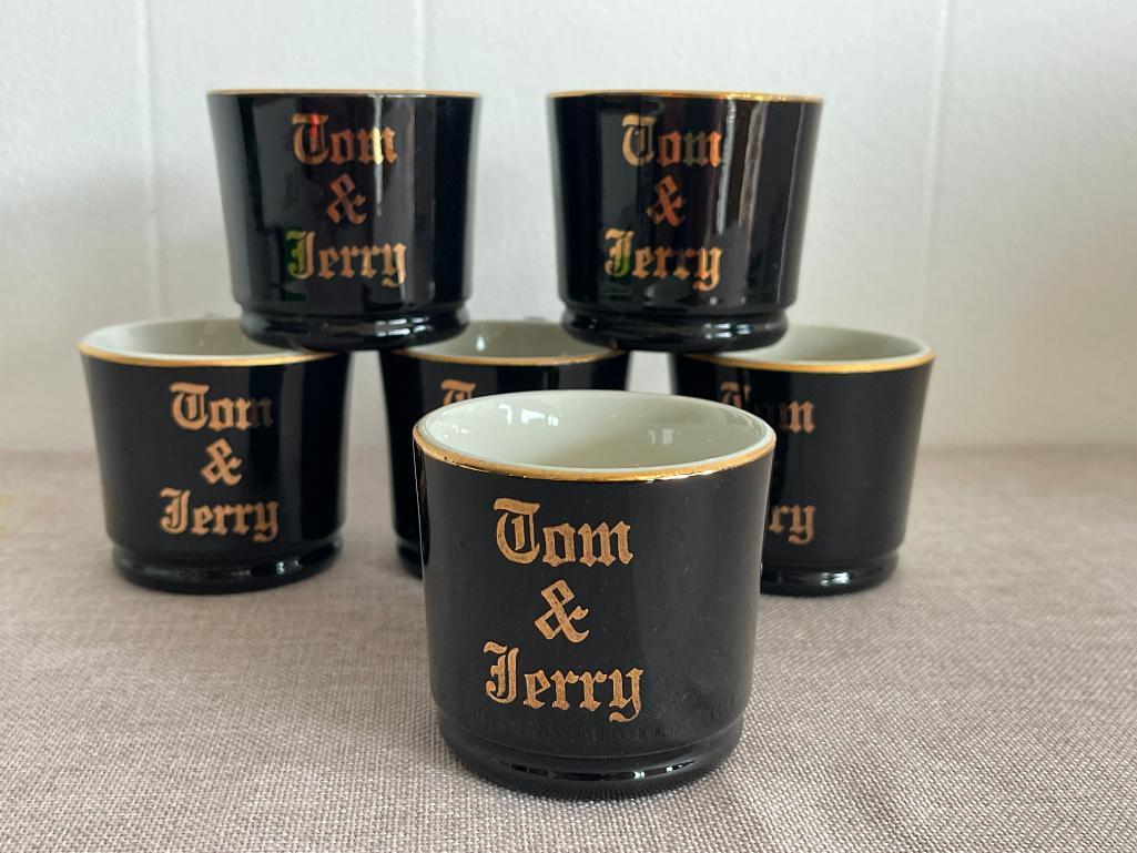 Set of 6 Hall Tom and Jerry Pottery Small Mugs