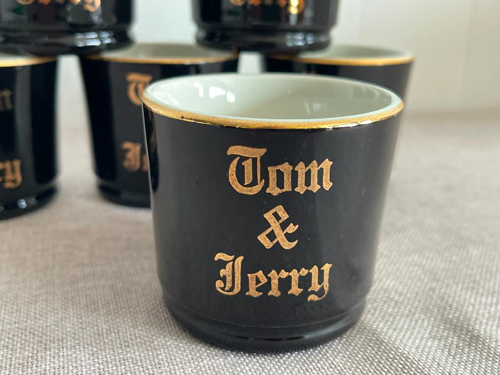 Set of 6 Hall Tom and Jerry Pottery Small Mugs