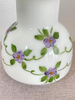 Vintage Hand Painted Milk Glass Vase