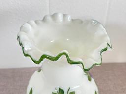 Vintage Hand Painted Milk Glass Vase