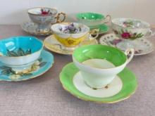 Mixed Group of 6 Vintage Tea Cup & Saucers