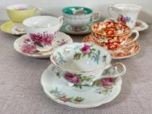 Mixed Group of 6 Vintage Tea Cups & Saucers