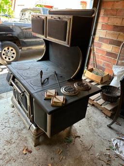 Antique, Cast Iron with Chrome Accents, Wood Burning Cookin Stove