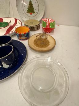 Group of Misc. Christmas Dishes and Serving Pieces
