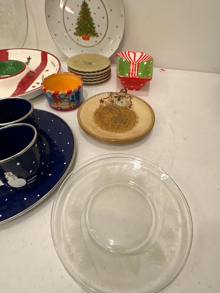 Group of Misc. Christmas Dishes and Serving Pieces