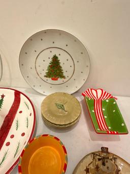 Group of Misc. Christmas Dishes and Serving Pieces