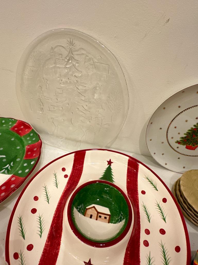 Group of Misc. Christmas Dishes and Serving Pieces