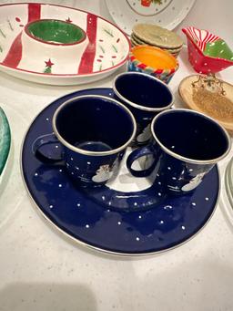 Group of Misc. Christmas Dishes and Serving Pieces