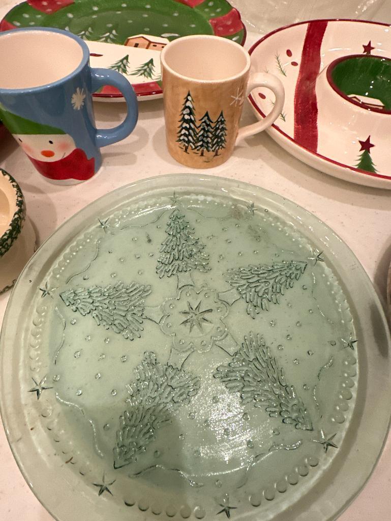 Group of Misc. Christmas Dishes and Serving Pieces