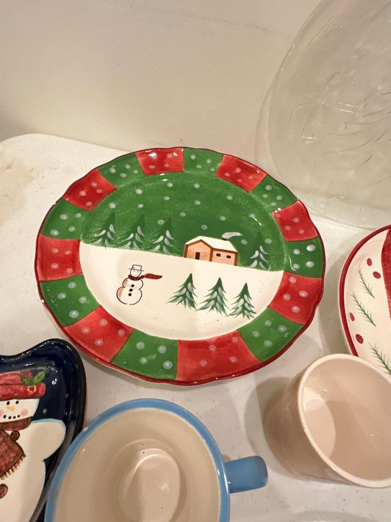 Group of Misc. Christmas Dishes and Serving Pieces