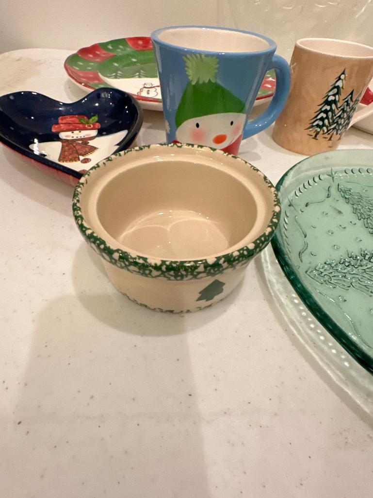 Group of Misc. Christmas Dishes and Serving Pieces