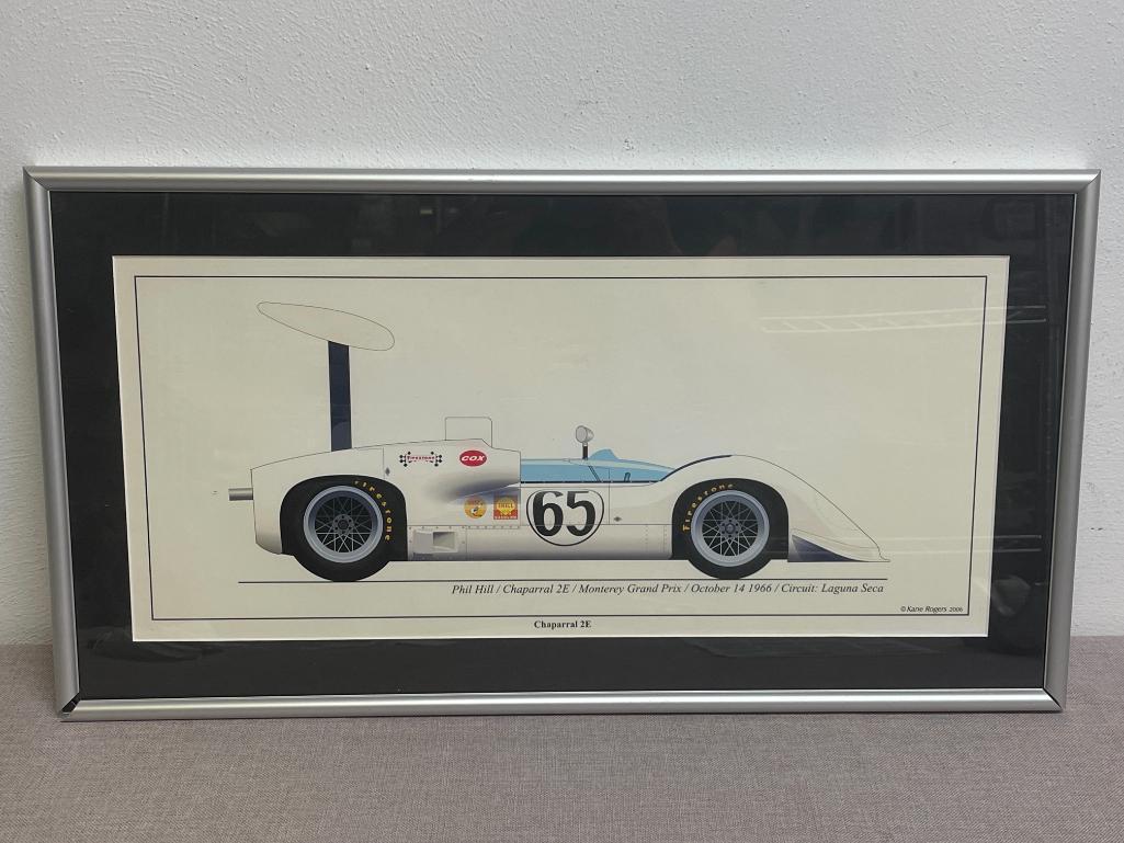 Framed 1966 Phil Hill / Chaparral 2E Monterey Grand Prix