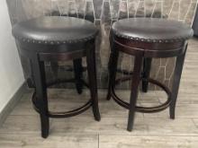 Pair of Short Vinyl Bar Stools