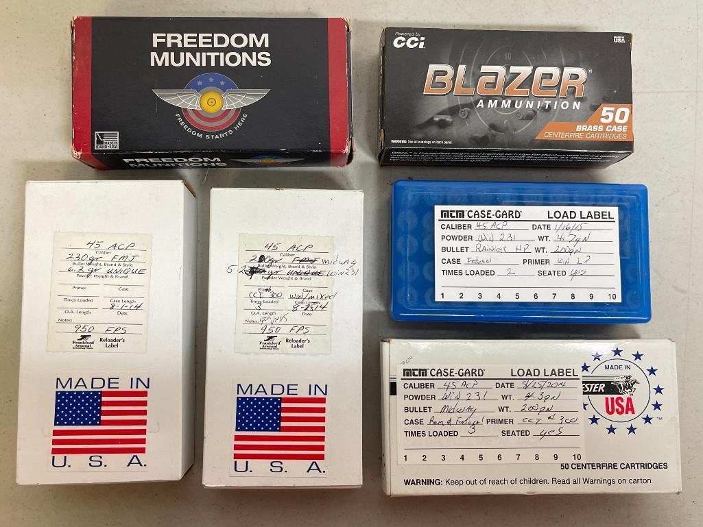 Group of 45 Cal Ammunition Rounds