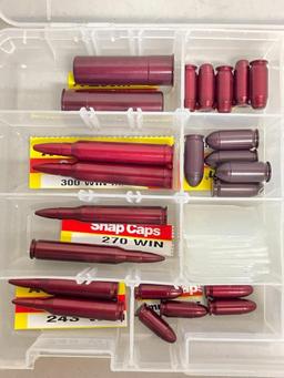 Group of Snap Cap Dummy Rounds and Cabela's Plastic Case