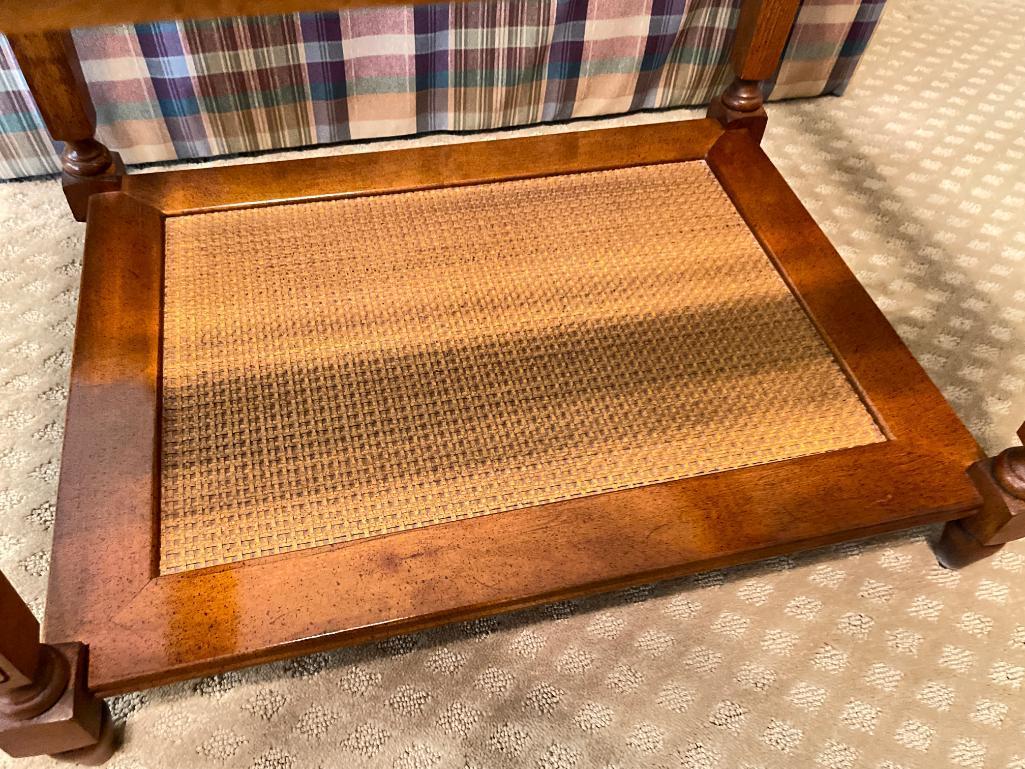 Wooden End Table with Glass Top