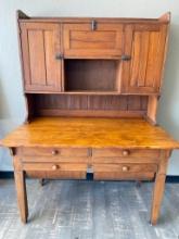Antique Wooden Hoosier Style Cabinet