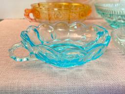 Group of Vintage Colorful Glass Serving Pieces