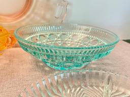 Group of Vintage Colorful Glass Serving Pieces
