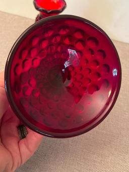 Pair of Red Glass Candle Holders