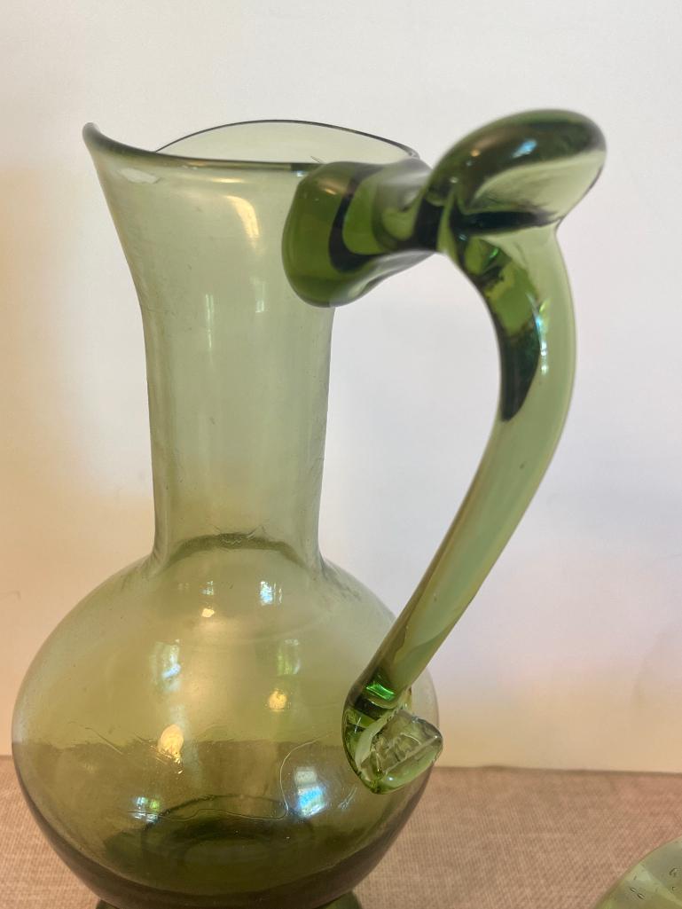 Hand Blown Glass Vase and Pitcher