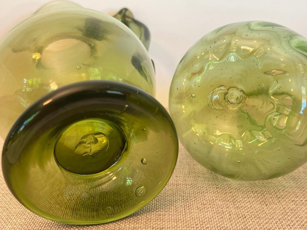 Hand Blown Glass Vase and Pitcher