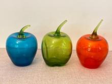Group of 3 Glass Apples