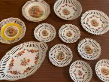 Group of Vintage Scalloped Lattice Dishes